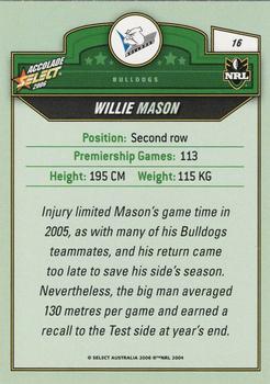 2006 Select Accolade #16 Willie Mason Back